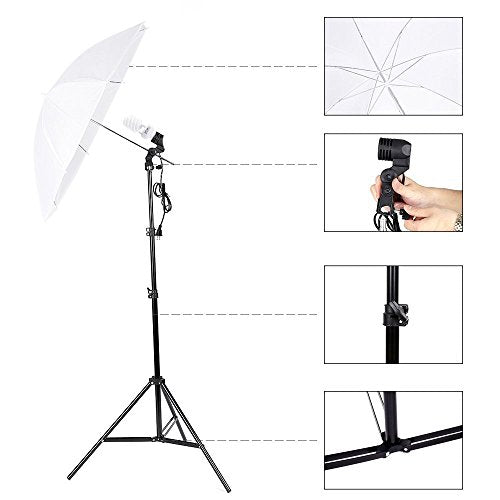 Photo Lighting Kit, 2M x 3M/6.6ft x 9.8ft Background Support System and 900W 6400K Umbrellas Softbox Continuous Lighting Kit for Photo Studio Product,Portrait and Video Shoot Photography