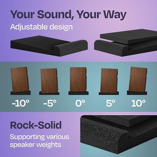 Pair of Studio Monitor Isolation Pads Premium Acoustic Foam to Elevate Audio Ideal Speaker Foam for 6.5-8 Inch Speakers Enhanced with Vibredux HD Foam for Superior Isolation - size: For 6.5″-8″ Monitors