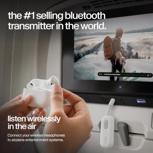 Twelve South AirFly SE | Bluetooth Wireless Audio Transmitter Adapter for AirPods/Headphones, 20+ Hr Battery, Works with 3.5mm aux Jacks on Airplanes, TVs, Gym Equipment, and Travel - color: White, style: AirFly SE