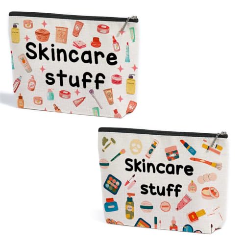 ZHAMEN 2 Pcs Skincare Stuff Makeup Bag, Portable Pouch Purse Travel Essentials Organizer Cosmetic Bags for Women, Roomy Travel Makeup Skincare Accessories, Christmas Birthday Gifts for Women - color: Multicolor 1449