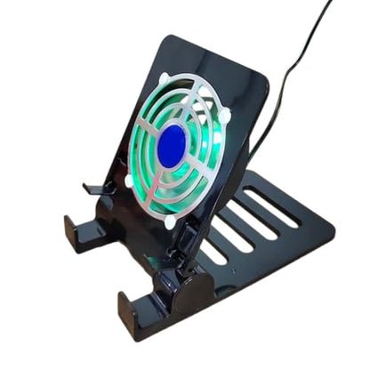USB Tablet Phone Cooling Stand, Quiet Fan with Stable Folding Bracket Cooling Support for Electronic Devices Stable Base - color: Black