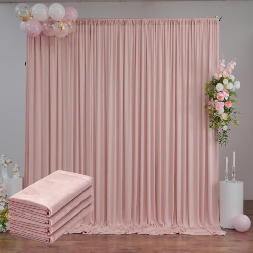 20FTx12FT Dusty Pink Wrinkle-Free Wedding Backdrop Curtain -Silky Washable White Polyester Drapes for Baby Showers, Birthday Parties, Photography, and Wedding Receptions-4 Panels 5FTx12FT - color: Dusty Pink, size: W5' x H12'(4 panels)