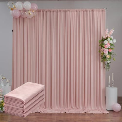 20FTx12FT Dusty Pink Wrinkle-Free Wedding Backdrop Curtain -Silky Washable White Polyester Drapes for Baby Showers, Birthday Parties, Photography, and Wedding Receptions-4 Panels 5FTx12FT - color: Dusty Pink, size: W5' x H12'(4 panels)