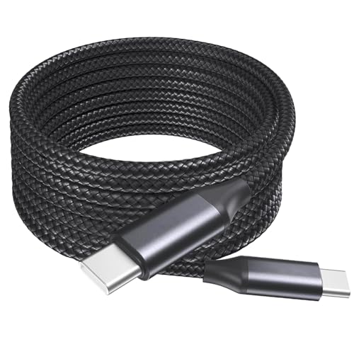 BoxWave Cable Compatible with Saneen Digital Camera 4K 64MP - DirectSync PD Cable (10ft) - USB-C to USB-C (100W), Long Type C Braided Nylon Alloy Fast Charge - Jet Black