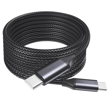 BoxWave Cable Compatible with Saneen Digital Camera 4K 64MP - DirectSync PD Cable (10ft) - USB-C to USB-C (100W), Long Type C Braided Nylon Alloy Fast Charge - Jet Black
