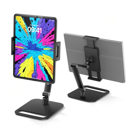 Portable Monitor Stand for 15.6'',17.3'', Tablet Stand Holder for iPad | Aluminum Alloy Foldable Arm Mount with 360° Swivel, Desk Holder Compatible with 4.7-17.3inch Tablet iPad Pro : Electronics