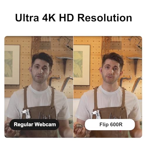 JOYUSING Flip600R 4K Webcam for PC - Ultra 4K HD Webcam with Tripod, PDAF Autofocus, Noise-Cancelling Mics, 79° FOV, Auto Light Correction, Privacy Cover, Streaming Camera for Gaming/Beauty