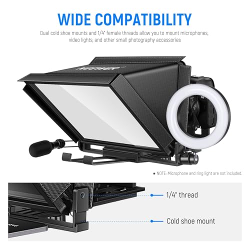 NEEWER X12 14 inch Aluminum Alloy Teleprompter for iPad Tablet Smartphone DSLR Cameras with Remote Control, Carry Case, APP Compatible with iOS/Android for Online Teaching/Vlogger/Live Streaming - style: X12