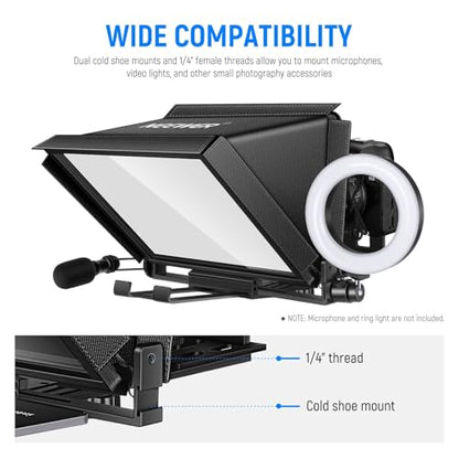 NEEWER X12 14 inch Aluminum Alloy Teleprompter for iPad Tablet Smartphone DSLR Cameras with Remote Control, Carry Case, APP Compatible with iOS/Android for Online Teaching/Vlogger/Live Streaming - style: X12