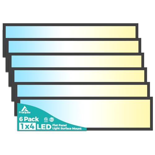 1x4 LED Flat Panel Light Surface Mount 50W 5500LM 6Pack Black | TRIAC Dimmable LED Ceiling Light, Selectable 3000K/4000K/5000K, 120V, for Garage, Kitchen, Office, Commercial Use - color: Black, size: 1x4FT 6PACK