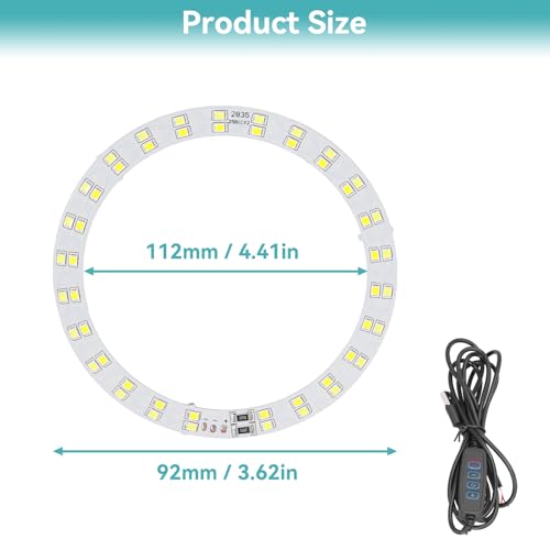 2PCS Rings Light, 3V‑5V LED Rings Light 10W Makeup Light USB Powered Rings Light Plate with Cold and Warm 2 Color Lighting for Daily Lighting