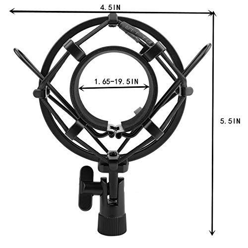 Miwayer Universal Microphone Shock Mount,Most Advanced Cobweb Anti-Vibration Structure Compatible with 1.6-1.8"(42-47mm) Large Diameter Condenser Mics, Like CAD U37 USB GLX220 NW-700 MXL770 V250 - size: 1.6-1.8"(42-47mm) Black