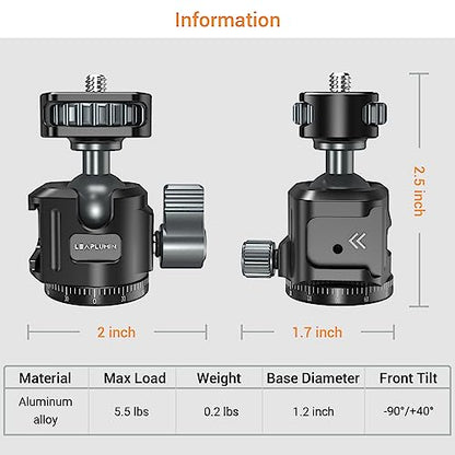 Ball Head for Phone Mount,Aluminum Ball Head with Cold Shoe，360°Panoramic Rotating Mount Base Adapter with 1/4” Screw for Phone Mount/Tablet Mount-Max Load 2.5kg/5.5lb