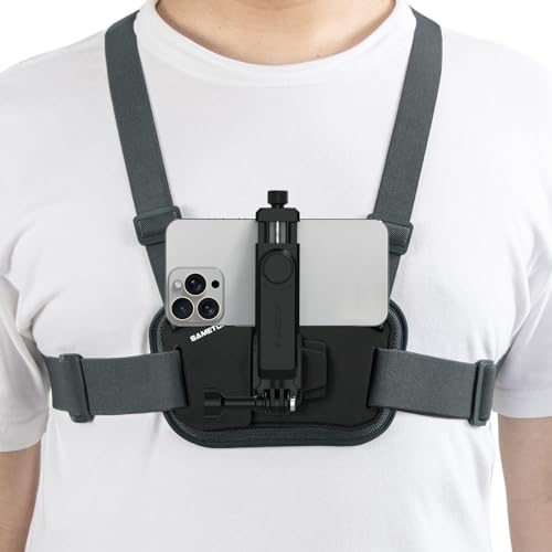 Phone Chest Mount Harness Holder Cell Phone Strap for iPhone | for Samsung Mobile Phones, Vertical Recording Filming, for GoPro DJI Osmo Action Cameras, POV/VLOG