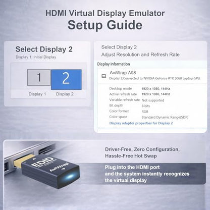 HDMI Dummy Plug,EDID Emulator,Headless HDMI 2.1 Adapter,Virtual Display for VR,Remote Desktop & GPU Acceleration,Supports 4K/60Hz,1440p/144Hz,1080p/240Hz - color: 1080p 240Hz /hdmi2.1