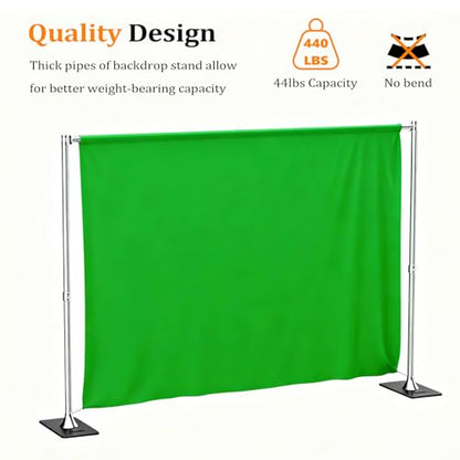 ShowMaven Backdrop Stand, 8x10 ft Adjustable Photo Backdrop Stand Kit, Heavy Duty Background Stand with Steel Base for Photography, Baby Shower, Birthday Parties, Wedding (Sliver) - color: Sliver