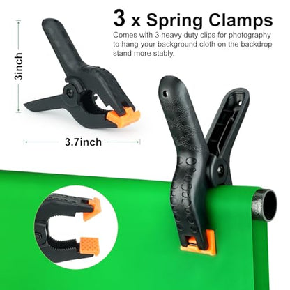 LINCO Lincostore Green Screen Backdrop Kit 5x6.7ft, Portable Green Screen Stand with T-Shape Stand Holder, Carrying Bag for Photography, Party, Decoration, Streaming, Video AM207