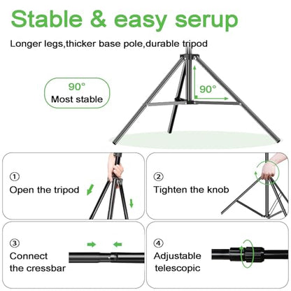 10x7 ft Adjustable Green Screen Backdrop Kit with Stand, Photo Background Support System for Video Streaming, Photography, Studio, Parties, Events - size: 7x10 ft