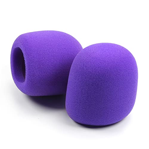 Fielect 2Pcs Microphone Cover Sponge Foam Mic Cover Handheld Microphone Windscreen Shield Protection Micro Foam Filter Purple for KTV Broadcasting - color: Purple