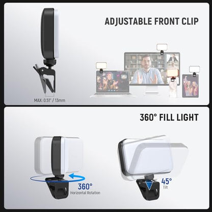 NEEWER Entry Level Version LED Selfie Light, Plastic Clip on Phone Fill Lighting for iPhone, 66 LEDs CRI92 Portable for Computer Laptop Webcam Zoom Video Conference Makeup Recording Streaming, N6