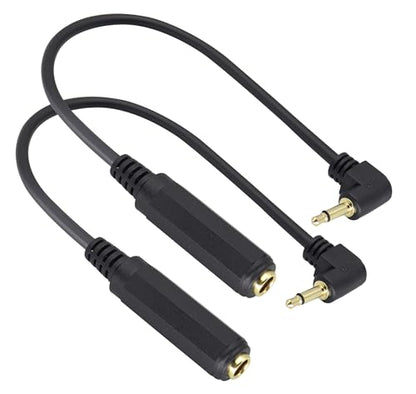 (2Pack 6.35mm 1/4" Mono to 90 Degree 3.5mm 1/8" TS Mono Connectors Cable Right Angle 3.5mm Mono Male to 6.35mm Female Plug Cable for Microphone to External Soundcard, etc.(30CM/12Inch) - color: 90 Degree 30CM/2Pack