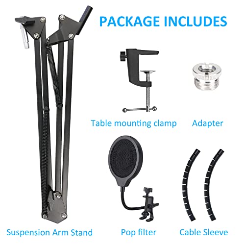 Hyperx Quadcast Mic Stand - Scissor Mic Boom Arm and 2 Cable Ties to Organize Cables Compatible with Hyperx Quadcast S to Improve Sound Quality by YOUSHARES - color: Mic Stand