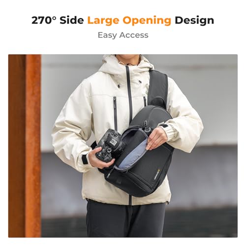 K&F CONCEPT Camera Sling Bag Crossbody Bag Camera Shoulder Backpack DSLR/SLR/Mirrorless Photography Bags Compatible with Canon/Nikon/Sony/Fuji/Gopro/DJI - color: Black, size: Medium