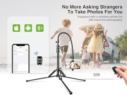 elitehood 6.8 Feet Tall Phone Stand Tripod, Aluminum iPhone Tripod [Lightweight & Ultra Stable], Adjustable Phone Recording Stand Compatible with iPhone 15 Pro Max/15 Pro/14 13, Android Cell Phone - style: Lightweight Tripod