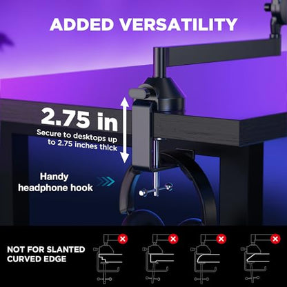 InnoGear Low Profile Mic Arm, 360° Rotatable Microphone Boom Arm Mic Stand for Fifine AM8 K669B Blue Yeti HyperX QuadCast SoloCast AT2020, with Mic Clip 3/8" to 5/8", 3/8" to 1/4" Adapter, Black - color: Black, style: Low-profile A