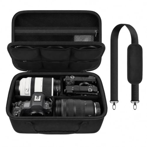 Camera Case for Canon/for Sony/for Nikon DSLR SLR Cameras, Large Capacity | T7/R50/R6 Mark II/R100,Alpha 7 IV/ZV-E10/A6400/A6700/A6100,D7500,Lens/ Battery/Tripod Bag, Shoulder Strap, Box Only, JetBlack - color: Fullblack, size: Large