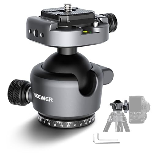 NEEWER GM41 Low Profile Tripod Ball Head, 40mm Metal Panoramic Camera Mount Adapter with 1/4" Arca Type QR Plate Compatible with PD, 360° Swivel & 90° Tilt, Max Load 11lb