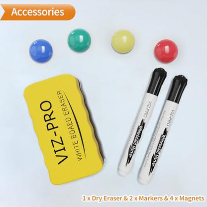 VIZ-PRO Magnetic Whiteboard/Dry Erase Board, 40 X 30 Inches, Includes 1 Eraser & 2 Markers & 4 Magnets - size: 40 X 30 Inches