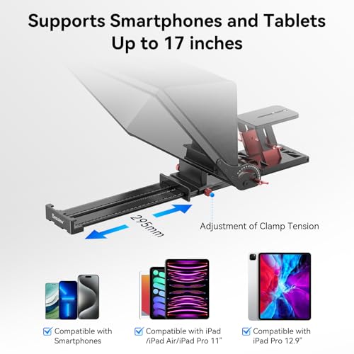 Desview P17 Portable Teleprompter for Camera Video Recording, Foldable Auto-Scrolling Prompter with Wireless Remote Sunshade & Tripod Mount Compatible with iPhone Android Tablet - size: P17 Teleprompter