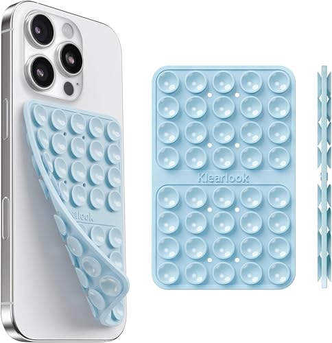 Silicone Suction Cup Phone Case Mount Double Sided, Silicon Sticky Phone Grip with Higher Suction Power for Cell Phone, Hands-Free Phone Accessories Holder for Selfies and Videos, Baby Blue - color: Baby Blue
