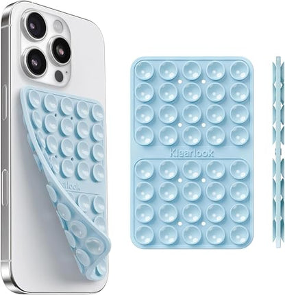 Silicone Suction Cup Phone Case Mount Double Sided, Silicon Sticky Phone Grip with Higher Suction Power for Cell Phone, Hands-Free Phone Accessories Holder for Selfies and Videos, Baby Blue - color: Baby Blue