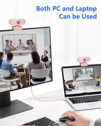 Webcam for PC&1080P HD Web Cam,Webcam with Microphone,Stand for PC/MAC/Laptop/Desktop,Wide Angle Web Cameras for YouTube,Skype,Zoom,Xbox One,Video Calling,Studying Pink - color: Pink -PC, style: 1080p webcam