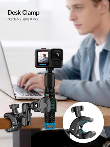 MAGJIEYX Double Clamp Mount, 360°Magic Arm for Umbrella Pole and Chair Monitor Desk Photo Studio Light Stand, Photography Reflector, Strollers, Motorcycle, Flag Holder Moun（8.66in） - size: 8.66in