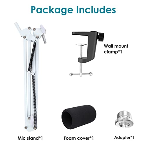 White Boom Arm for HyperX QuadCast S - White Mic Arm Compatible with Hyperx Quadcast White Microphone, Premium Microphone Boom Arm Stand by YOUSHARES - color: 02 QuadCast S Boom Arm