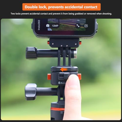 VRIG Claw Mini Magnetic Tripod Mount Adapter, Quick-Release Action Camera Accessories Compatible with Go Pro Hero 13/12/ 11/10/ 9/ Mission 1 Pro, Insta360, DJI and More - size: 2-prong quick-release mount