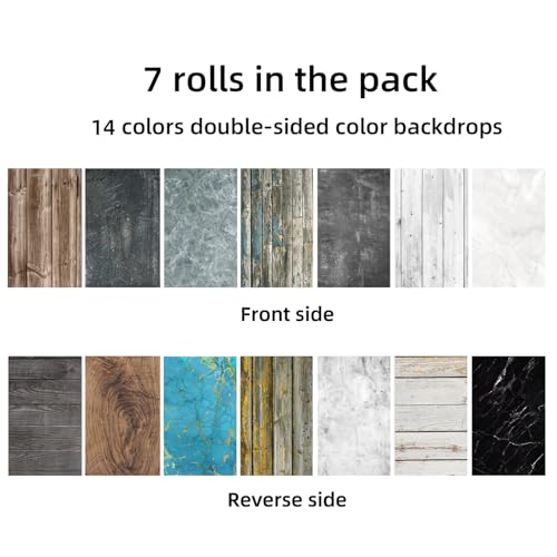 Photography Backdrops Product Photo Background：Small Product Photoshoot Paper kit for Food Jewelry Picture. (Textured 22X 34inch 7pcs/14-color) - color: Textured 7pcs/14color