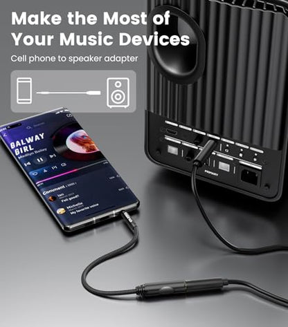 Tisino 1/4 to 3.5mm Adapter, 1/4" Female to 1/8" Male Stereo Audio Adapter for Headphone, Amplifiers, Guitar, Amp etc. - 10ft/3m - size: 10 feet