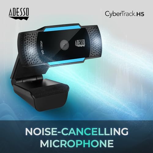 Adesso CyberTrack H5-TAA 1080P HD Auto Focus Webcam with Built-in Dual Microphone, Tripod Mount and Privacy Shutter Cover TAA Compliant