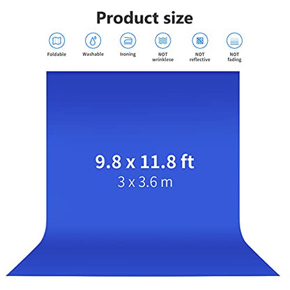 NEEWER 10 x 12FT / 3 x 3.6M PRO Photo Studio premium polyester Collapsible Backdrop Background for Photography, Video and Television (Backdrop Only) - Blue - color: Blue, size: 10 x 12 ft