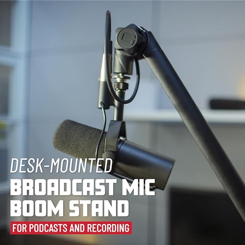 Gator Frameworks Deluxe Desk-Mounted Broadcast Microphone Boom Stand For Podcasts & Recording, Integrated XLR Cable, (GFWBCBM3000) - style: 3000 Series