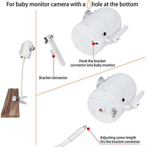 iTODOS Flexible Baby Monitor Clip Camera Mount Compatible with Infant Optics DXR-8 and DXR-8 Pro Baby Monitor, Flexible Long Gooseneck Arm,for Crib Wherever You Like Without Tools