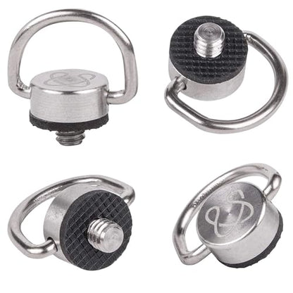 Stainless Steel D Ring 1/4 Screw Adapter for Camera Strap, Tripod Screw Holder Fixing Screw Camera Carabiner Clip for Quick Install Camera Strap, Set of 4