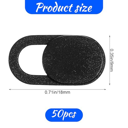Webcam Cover (50 Pack), 0.03 inch Ultra Thin Laptop Camera Cover Slide for Laptop/Cell Phone/Pad/PC/Tablet Accessories, Protect Your Privacy and Security, Strong Adhesive (Black)