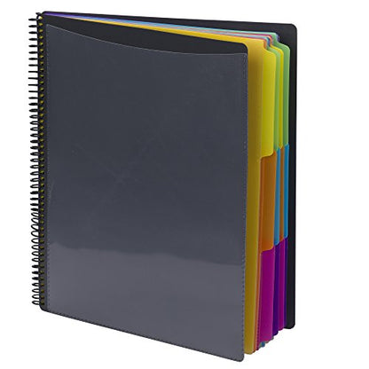 Smead Project Organizer, 24 Pockets, Grey with Assorted Bright Tabs, Tear Resistant Poly, 1/3-Cut Tabs, Letter Size (89206) - style: Brights, 1 Count