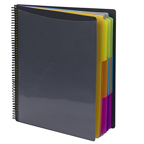 Smead 24 Pocket Poly Project Organizer, 1/3-Cut Tab, Letter Size, Gray with Bright Colors (89206), (Pack of 10) - style: Brights, 10 Count
