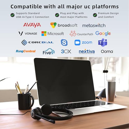 TruVoice Voicepro 80 Premium Headset and Webcam Bundle (Includes Double Ear USB Headset and 1080P Webcam) All-in-One Combination